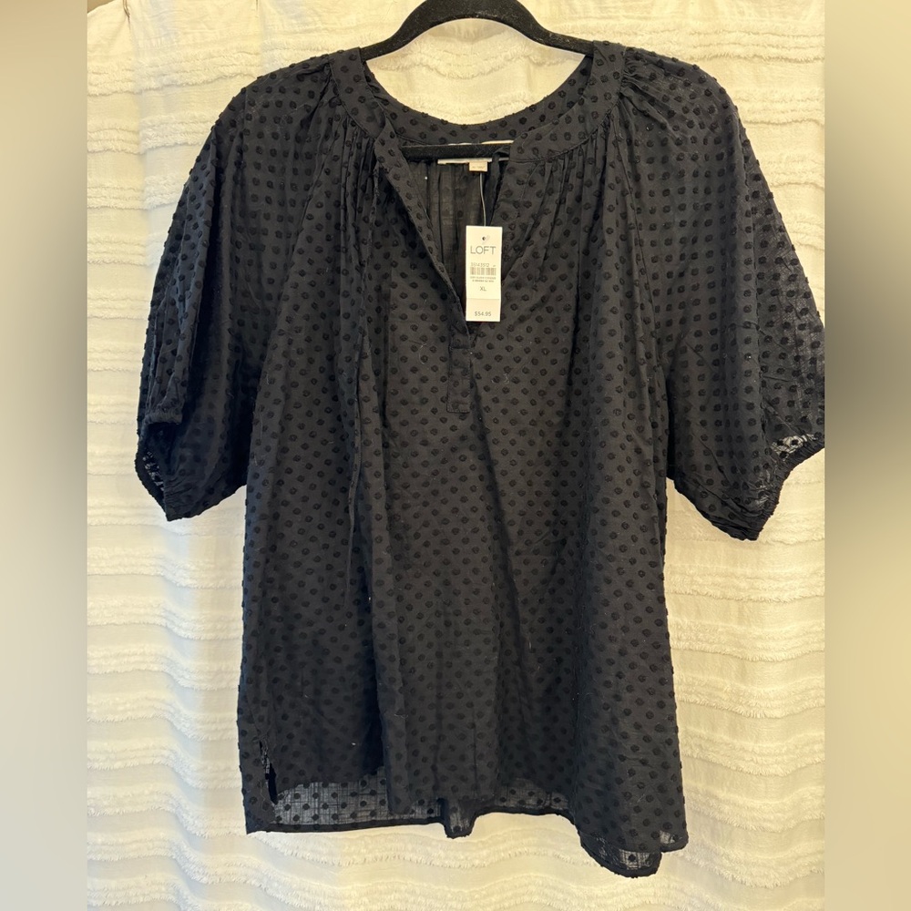 Loft Short Sleeve Blouse Black
